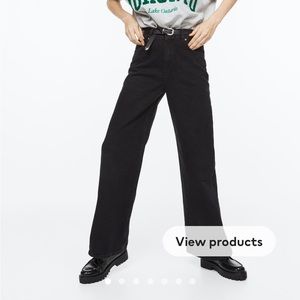 H&M wide leg high rise black denim/cotton pant